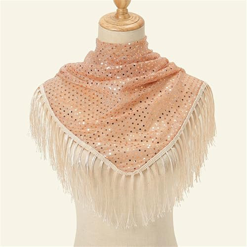 LVUNZJCA Dreiecks Stirnbänder Langer Karierter Dreiecksschal mit Quaste, klassischer, ausgehöhlter Dreiecksschal für Frauen Mädchen(Camel)