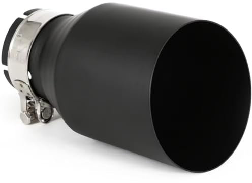 Sovxbgw Auto Auspuffblende 1 Stück Remus Auto Matt Schwarz Auspuffrohrspitze Gerade Universal Schwarz Edelstahl Dekorationen Edelstahl Auspuffblende(57MM IN 101MM Out)