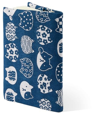 SUPERFINDINGS Protège Livres A5 en Coton et Lin Motif Chat Porte Bonheur Lavable en Tissu Doux pour Livres de Poche pour Livres à Couverture Rigide