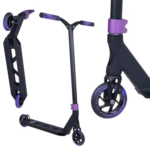 Striker Lux Stunt-Scooter I ABEC 9 I Anfänger & Profis I Kinderroller I Lightweight I Leichter I Trick I Tret I Roller I Komplettscooter I Freestylescooter I Park I (Black, 75,5cm)