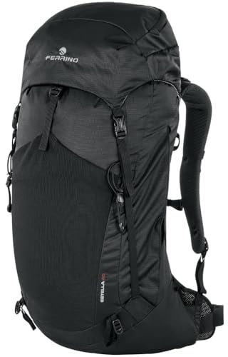 Ferrino estella 40 75756QCC Farbe schwarz 40L leichter, bequemer, ergonomischer und geräumiger Rucksack ideal für Trekking, Wandern und Reisen 40, Schwarz , 34