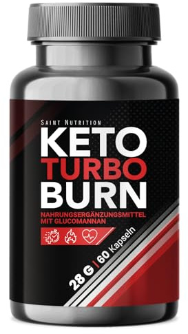 KETO TURBO BURN® - Sofort Stoffwechsel Formel - Appetitzügler Kapseln | hochdosiert mit Glucomannan - Unterstützung für Abnehmen - Ideal für Keto-Diät - ohne künstliche Zusätze, 60 Premium Kapseln