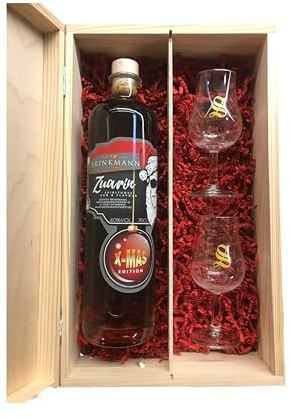 Ron Zuarin X-MAS Edition | Premium-Spirituose auf Rum-Basis mit Noten von Zimt, Vanille & Orange | Mit 2 Tasting-Gläsern | 700 ml | 40% Vol. (Holzbox, Signatory-Tastingglas)