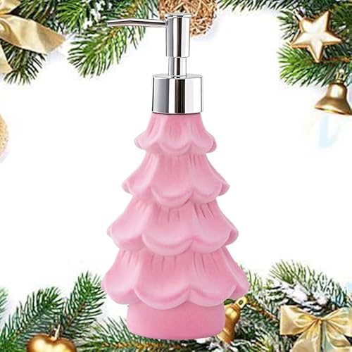 Weihnachtsbaum-Seifenspender mit Pumpe, Weihnachtsdekoration, Harz, Flüssigseifenspender, dekorative Handpumpe, nachfüllbar, Seifenspender, auslaufsicher, dekorative Pumpflasche für Küche, Dusche