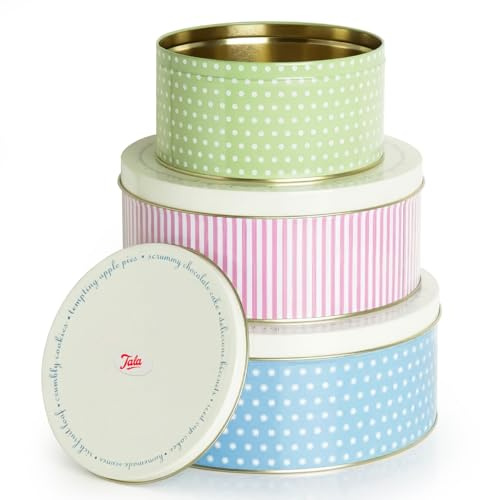 Besto Cake Tins for Storing Cakes (Set Of 3) | Round Stackable Metal Nesting Cake Storage Tins | A Gift Option for Kitchen & Sweet Lovers | 25.5cm, 22cm & 17cm