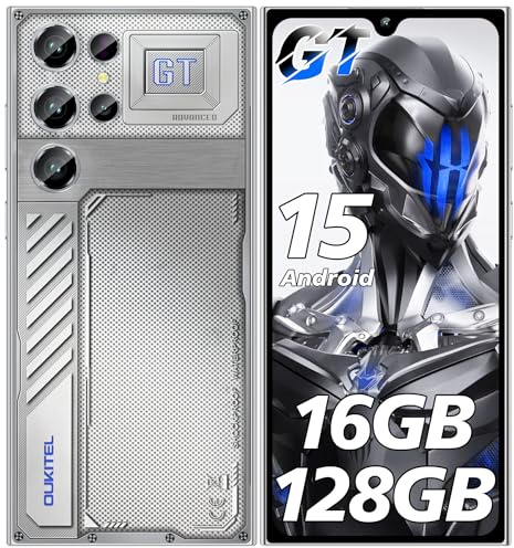 OUKITEL C61 GT Smartphone 2025, 16GB+128GB/1TB Telefono Cellulare, 6.88 HD+ Cellulari, 5150mAh smartphone gaming, 13MP+5MP Cellulari e Smartphone, Dual SIM/Face ID/Fingerprint, Argento