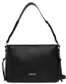 Liu Jo Schultertasche, schwarz, mit verstellbarem Schultergurt, goldfarbenen Details und seitlichen Reißverschlüssen