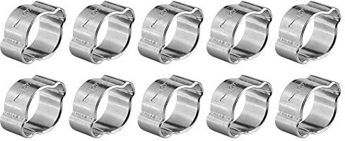 Schlauchschellen, 10pcs justierbare Schnecken Zahnrad Schlauch Klemmplatten, Zink überzogene Edelstahl 2-ohr Schellen, Antriebs Klipps 5-23mm Rohr Schlauch, Bierschlauch Zweiohrschellen(7-9Mm)