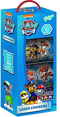 Totum 720206 Paw Patrol Stickerbox mit über 100 Laser Stickern auf 4 Stickerrollen, mit Motiven deiner Lieblingshelden — Ideal für Scrapbooking und Bastelarbeiten, Multicolore