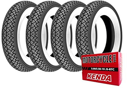Vier Reifen KENDA K333 3.50-10 51J + Schläuche APE 50