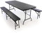 SONLEX Campinggarnitur Bierzelt-Garnitur klappbar 1 Tisch 2 Bänke schwarz Rattan-Optik 180 cm wetterfest Gartengarnitur Set Partygarnitur