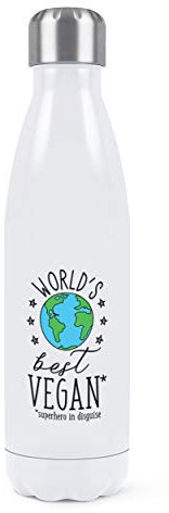 World's Best Vegan Doppelwand Wasserflasche Isoliert Edelstahl Sports Getränke 500ml Weiß