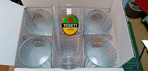 BLUE HAWAI LOT DE 6 VERRES 25 CL BIERE VEDETT - 6 DECORS DIFFERENTS