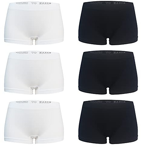 Libella 6er Pack Damen Panties Boxershorts Mikrofaser Seamless 3908 Schwarz Weiß L/XL