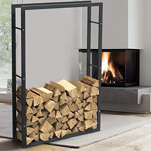 BAKAJI Portalegna Verticale Supporto Scaffale Rettangolare in Metallo Porta Legna da Interno Esterno Legnaia Casa Giardino per Camino Caminetto Stufa Design Moderno (150 x 25 x 100 cm)