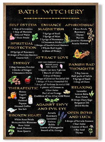 TNND Bad Wand Wicca Dekor Rezepte Wandkunst Heidnische Geschenke Wicca Magie Poster Alchemie Kunst Okkulte Magie Halloween Hexe Geschenk Dekor Metallschild Poster 20,3 x 30,5 cm