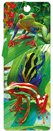 3D LiveLife Lesezeichen - Funky Frösche von Deluxebase. Ein Frosch-Lesezeichen mit linsenförmigen 3D-Kunstwerken, lizenziert von dem bekannten Künstler David Penfound