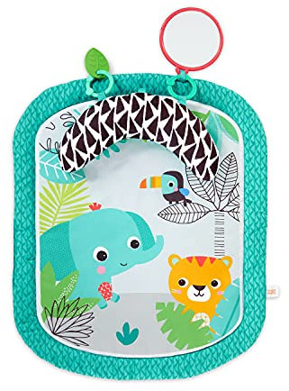 Bright Starts, Totally Tropical, Spielmatte mit Sützkissen und 2 Spielzeugen, perfekte Größe für kleine Räume oder auf Reisen, leicht zu reinigen, maschinenwaschbare Matte