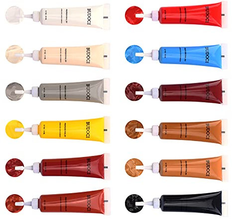 BUDOCI Leder Repair Set,12 Farbe Mixbar Leder Reparatursätze Für Sofas - Vinyl & Polster Reparatursatz Für für Auto Lederlenkrad Sofa Jacke Geldbörse Gürtel Schuhe Kunstleder Kratzer Risse
