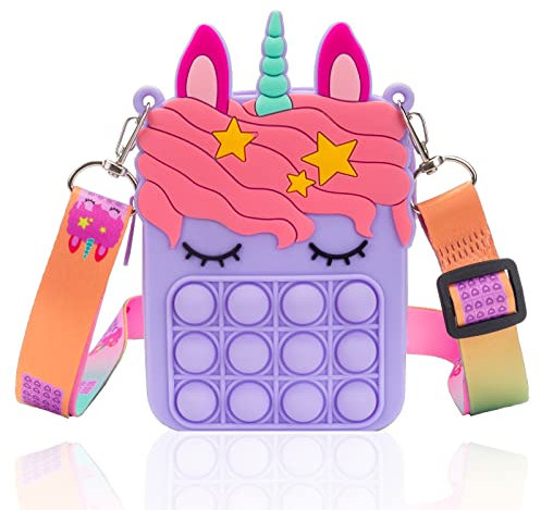 Pop Tasche it Fidget Toy lila, Push Bubble Sensory Squeeze Umhängetasche Pop Handtasche it, Anti Stress Schultertasche Pop Rucksack für Erwachsene Kinder