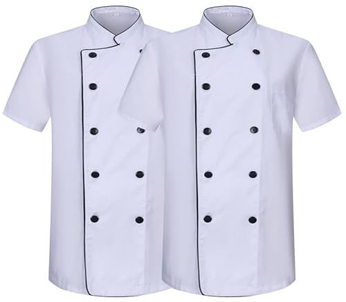 Misemiya - Pack 2 Unités -Chef Vestes Monsieur avec Bouton RÉFORMÉ - Réf.8421B - 3XL, Blanc 21