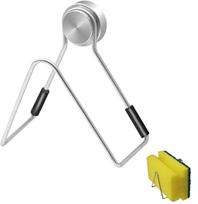 Soporte de esponja de cocina magnético sin taladro, organizador evier, soporte para esponja de pared para almacenamiento evier (pequeño)