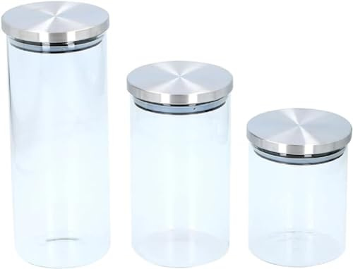 alpina Vorratsgläser 3 Stück - 650/950/1400 L - Edelstahl/Glas