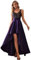 Ever-Pretty Robe Cocktail Mariage Femme Paillettes Longue Asymétrique Col V Brillante A Line Chic Violet Foncé 40