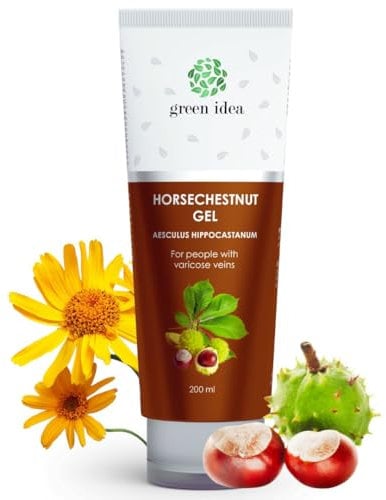GREEN IDEA - Krampfadern Creme Venen - Rosskastanien Salbe Gel - Beincreme mit Arnika, Rosskastanie, Rutin - gegen Besenreiser und Hämeroiden - Venensalbe - Hergestellt in der EU