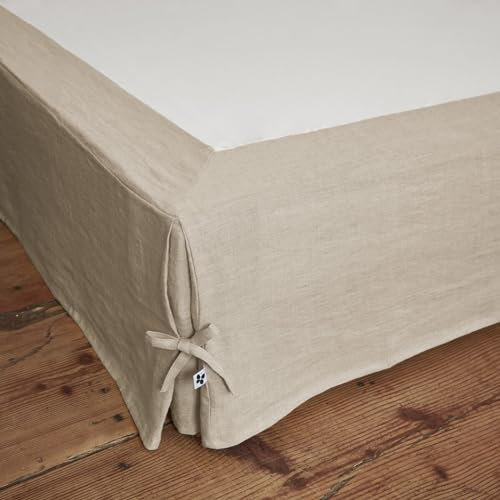AltoBuy Margaux - Cache-Sommier 180x200cm Lin Lavé Coloris Sable