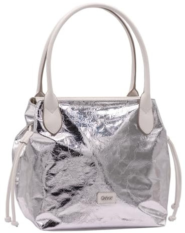 Gabor bags Granada metallic Damen Shopper Umhängetasche Reißverschluss Mittelgroß Silber
