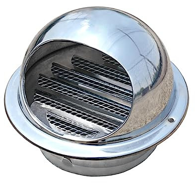 Cubierta de Chimenea de Acero Inoxidable 304,Tapa Protectora de La Cubierta de Lluvia del Tubo,Rejilla de Ventilación Redonda del Tubo de Escape de Campana Extractora (120mm/4.7in)