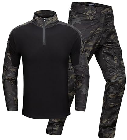 Jagd Anzug Camouflage Taktische Uniform Armee Kampf Sets Airsoft Paintball Multicam Cargo Pant T-Shirts Sets 3XL (Dark,XL)