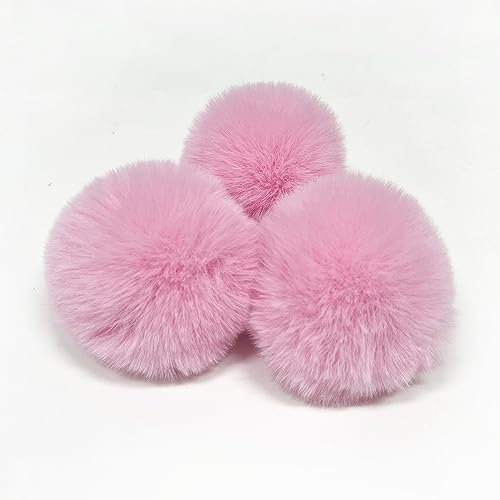 SYSUII 10 Stück Kunstfell Bommel 8cm Kunstfell Fellbommel Pompon Pom Ball DIY Fell Pom Poms für Damen Tasche Mützen Anhängern Dekoration Schlüsselanhänger Charms Strickmütze Zubehör -rosa