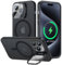 OLHAOMAO für iPhone 15 Pro Kameraschutz Hülle mit Unsichtbar Ständer, Dünn Magnetische Stoßfeste Handyhülle für iPhone 15 Pro Case Matte Schwarz