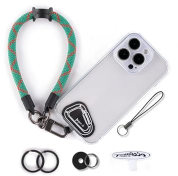project-cb Dragonne pour téléphone,2 Téléphone Cordon patch,Dragonne pour clé, AirPods, appareil photo,Cordelette de poignet(vert de vacances,30cm)