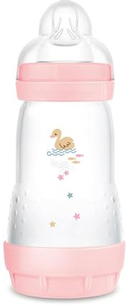 MAM Easy Start Anti-Colic Babyflasche (260 ml), besonders gut akzeptierte Milchflasche, Baby Trinkflasche mit Bodenventil gegen Koliken & Sauger Größe 1, 0+ Monate, Schwan