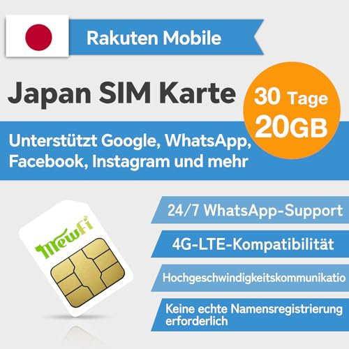 Japan SIM-Karte – Nur Daten, Keine Anrufe/SMS – 4G Netz – Aktivierung erforderlich – Nutzung von Google, Instagram, Twitter & Whatsapp – 24/7 Whatsapp Support