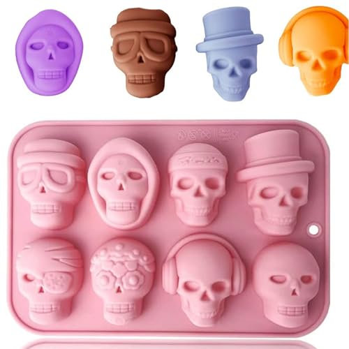 Molde De Silicona Para Chocolate, Molde De Silicona Con Forma de Calavera, Molde Para Chocolate, Molde Para Praliné, Molde De Silicona Para Dulces, Chocolate, Gelatina (Rosa)
