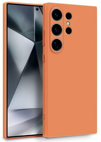 MyGadget Cover per Samsung Galaxy S24 Ultra - Custodia in Silicone Morbido a Doppio Strato – Case con Protezione Fotocamera & Fodera Interna Antigraffio - Arancio