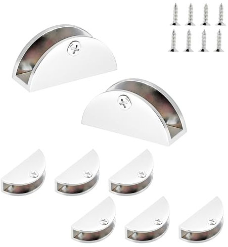 Qrity 8 Pezzi clip di vetro, Morsetto di Vetro Lega di Zinco, Supporto Mensola Vetro Regolabile, Clip di vetro a semicerchio per Vetro di Spessore 8-12MM