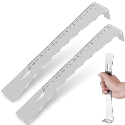 2Pcs Stainless Steel Pry Bar Scraper Set Baseboard Removal Tool Trim Puller with Scale Multifunctional Wood Trim Removal Tool Portable Pry Bar Tool for Floorboard Baseboard Cabinet