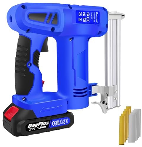 2 in 1 Nail/Staple Gun Cordless with 1.5Ah Li-ion Battery and Charger Come with 500pcs Nails ＆ 500pcs Staples, Storage Box, Portable, Lightweight Body for DIY Woodworking Project