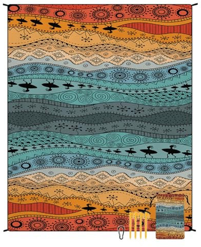 Picknickdecke Wasserdicht Waschbar Stranddecke Sandfrei| 180x220cm Boho Campingdecke Leicht Strandmatte Für 3-5 Personen| Tragbare Picknickmatte Outdoor Decke Für Strand/ Camping/ Wandern (Stil A)