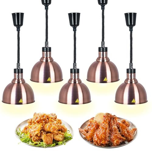 VFDZ Wärmelampe Küche, Einziehbares Wärmelampe für Speisen, Hängende Wärmelampe für Lebensmittel, Speisenwärmer Lampe mit Glühbirne für Buffet Essen Warmhalten(Color:A,Size:5pcs)
