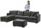 SYLC Samt Couch überzug L Form Sofabezug Ecksofa, Sofa Cover L Shape Stretch Mit Sitzkissen Rückenlehne, Universal Sofaüberwurf Waschbar (Dark Gray,Sofabezug 140-185cm)