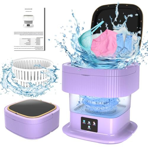 Portable Washing Machine, 13L 2 in 1 2kg Mini Washing Machine and Dryer, Portable Washe with 3 Cleaning Modes for Panties, Socks, Underwear, Camping, RV, Travel purple