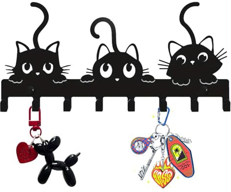 Porte-clés Pour Chat | Crochets Pour Manteaux D’animaux | Porte-manteau Pour Décoration De Chambre, Crochet Mural Robuste Pour Manteau, Écharpe, Chapeau, Serviette, Clé, 25,9x1,2 Cm