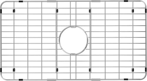 ARCCI Stainless Steel Sink Grate Protector for Kitchen Bottom, 72.5 x 39.3 cm Metal Grid With Centered Drain, Curve Corner Rack With Strainer for Single Bowl