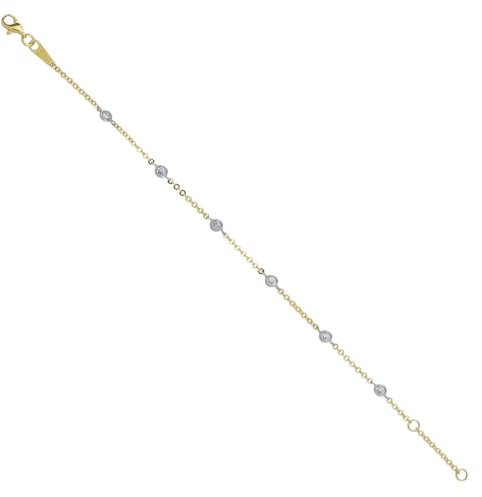 JC Schmuck Echt 585 Gold Damen Armband Goldarmband mit Zirkonia Steine Länge 17-19 cm Anker Armkette Bicolor Schmuck | Made in Germany I 8664